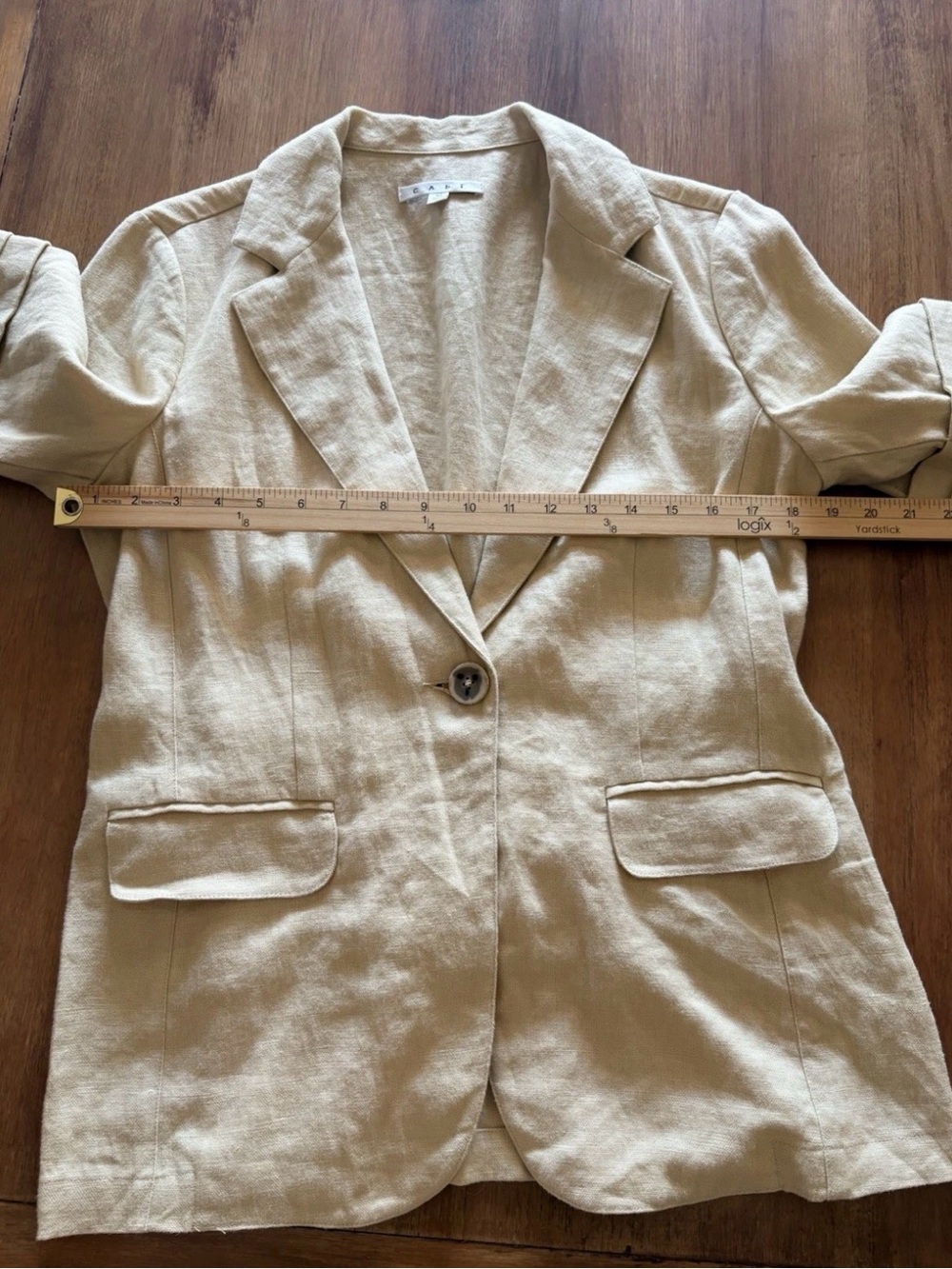Cabi Safari so Good Natural 100% Linen Short-Sleeve Blazer Jacket - Picture 6 of 8